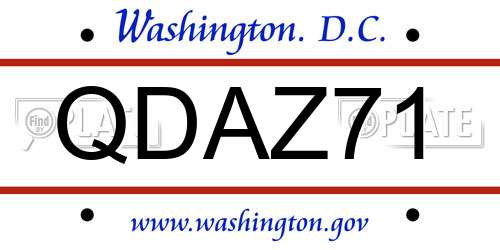 QDAZ71 District Of Columbia License Plate