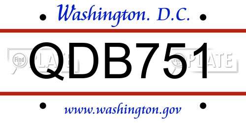 QDB751 District Of Columbia License Plate