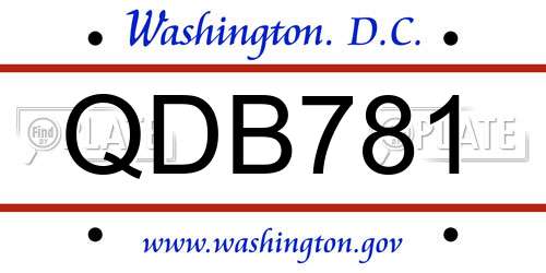 QDB781 District Of Columbia License Plate