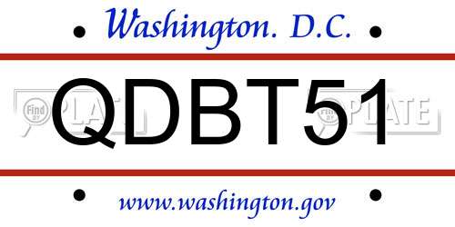 QDBT51 District Of Columbia License Plate