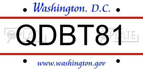 QDBT81 District Of Columbia License Plate