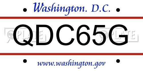 QDC65G District Of Columbia License Plate
