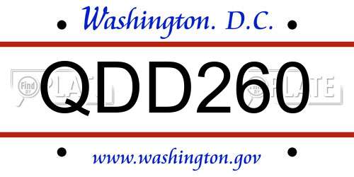 QDD260 District Of Columbia License Plate