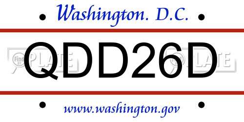 QDD26D District Of Columbia License Plate