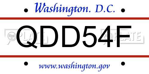 QDD54F District Of Columbia License Plate
