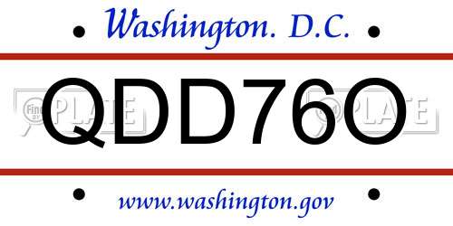QDD76O District Of Columbia License Plate