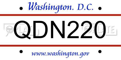 QDN220 District Of Columbia License Plate