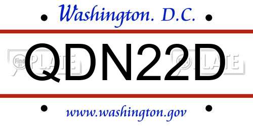 QDN22D District Of Columbia License Plate
