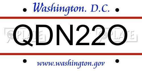 QDN22O District Of Columbia License Plate