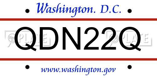 QDN22Q District Of Columbia License Plate