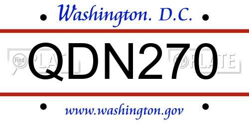 QDN270 District Of Columbia License Plate