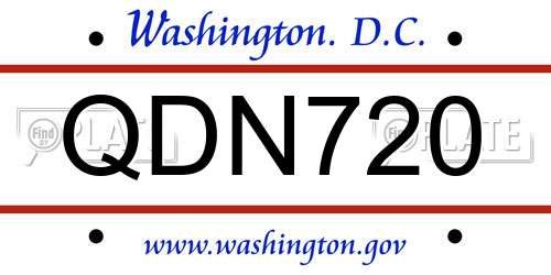 QDN720 District Of Columbia License Plate