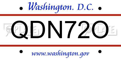 QDN72O District Of Columbia License Plate