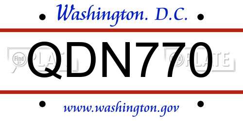 QDN770 District Of Columbia License Plate