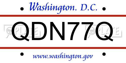 QDN77Q District Of Columbia License Plate