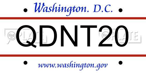 QDNT20 District Of Columbia License Plate