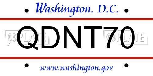 QDNT70 District Of Columbia License Plate