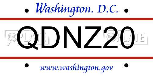 QDNZ20 District Of Columbia License Plate