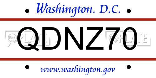 QDNZ70 District Of Columbia License Plate