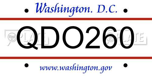QDO260 District Of Columbia License Plate