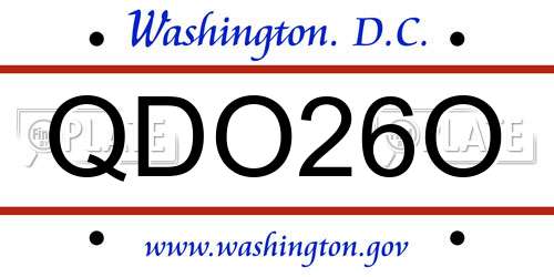 QDO26O District Of Columbia License Plate