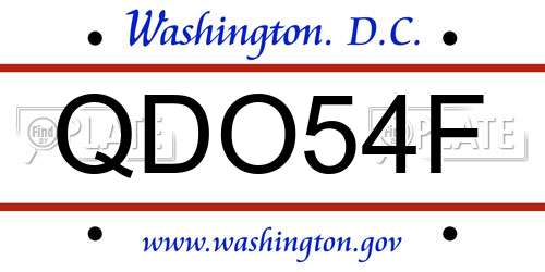 QDO54F District Of Columbia License Plate