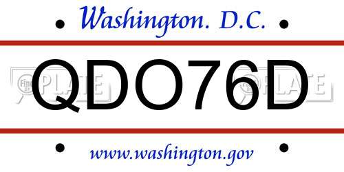 QDO76D District Of Columbia License Plate