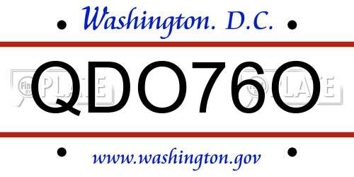 QDO76O District Of Columbia License Plate