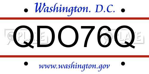 QDO76Q District Of Columbia License Plate