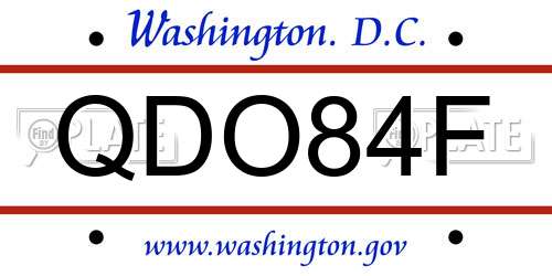 QDO84F District Of Columbia License Plate