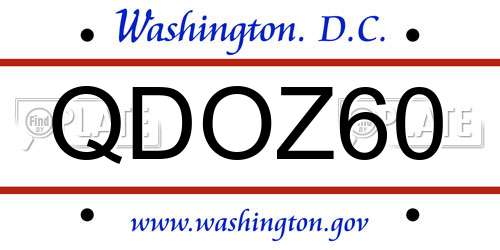 QDOZ60 District Of Columbia License Plate