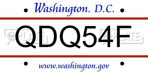 QDQ54F District Of Columbia License Plate