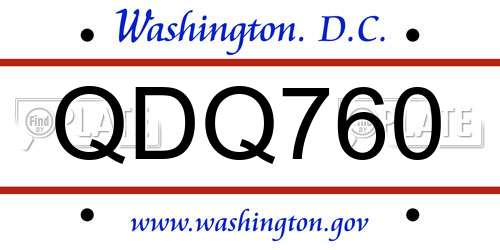 QDQ760 District Of Columbia License Plate