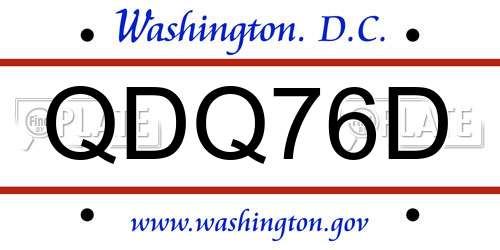 QDQ76D District Of Columbia License Plate