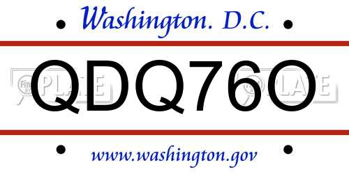 QDQ76O District Of Columbia License Plate