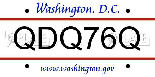 QDQ76Q District Of Columbia License Plate