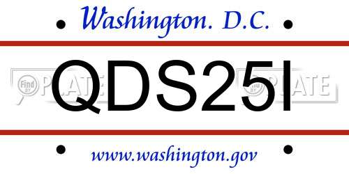 QDS25I District Of Columbia License Plate