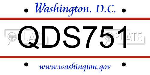 QDS751 District Of Columbia License Plate