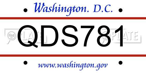 QDS781 District Of Columbia License Plate