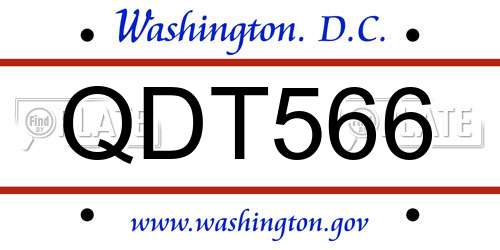 QDT566 District Of Columbia License Plate