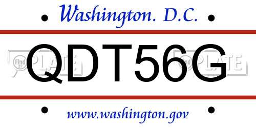 QDT56G District Of Columbia License Plate
