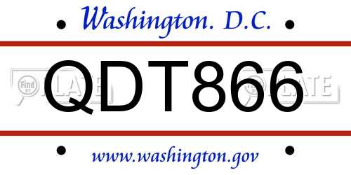 QDT866 District Of Columbia License Plate