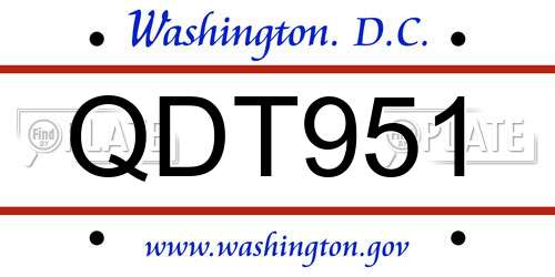 QDT951 District Of Columbia License Plate