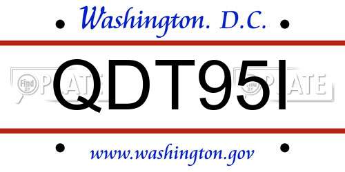 QDT95I District Of Columbia License Plate