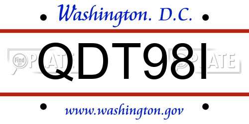 QDT98I District Of Columbia License Plate