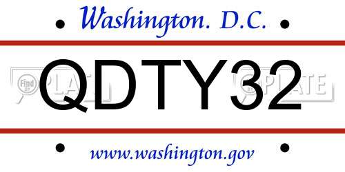 QDTY32 District Of Columbia License Plate