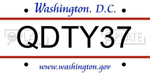 QDTY37 District Of Columbia License Plate
