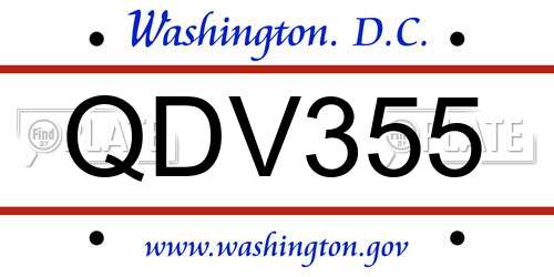 QDV355 District Of Columbia License Plate