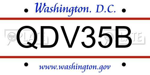 QDV35B District Of Columbia License Plate