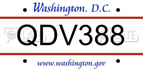 QDV388 District Of Columbia License Plate
